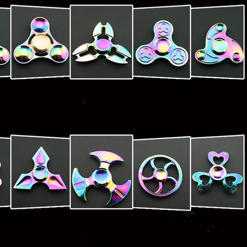 Metallic zinklegering Dazzle Color Rotate Hand Spinner draaiende bovenste pin-top