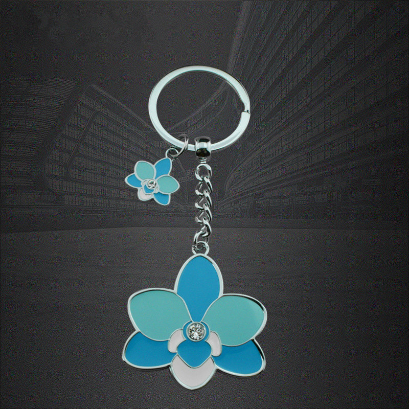 Fabrikant Aangepaste zink-legering Bloemvorm Epoxy Key Ring Key-ketens